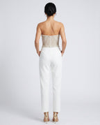 Selene Strapless Sequin Bodice Straight Leg Jumpsuit in White