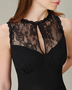 Sienna Boat Neck Sleeveless Lace Mini Dress in Black in Black