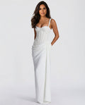 Sienna Lace Panel and Sequin Spliced Maxi Dress in White in White